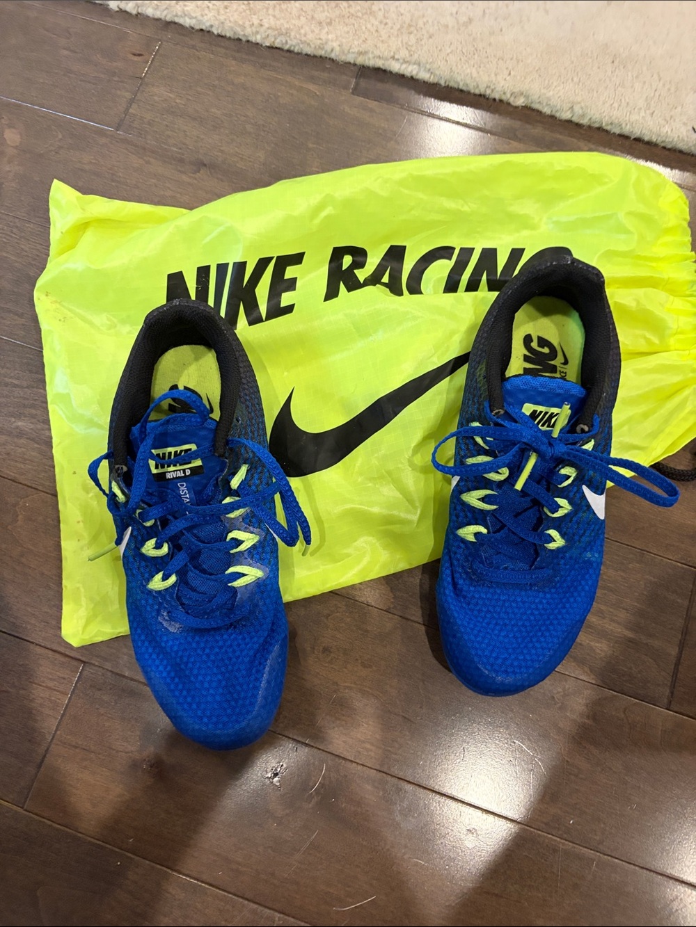 Nike Kids Blue Sneakers with Neon Yellow Accents